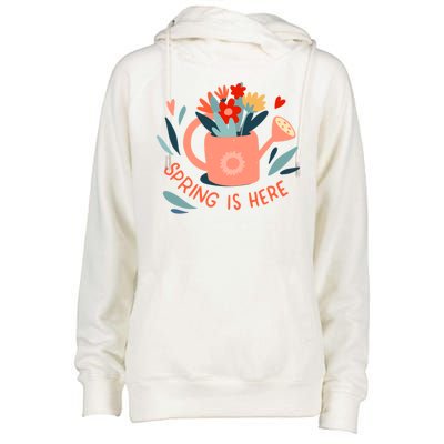 Spring Is Here Gardening Floral Womens Funnel Neck Pullover Hood