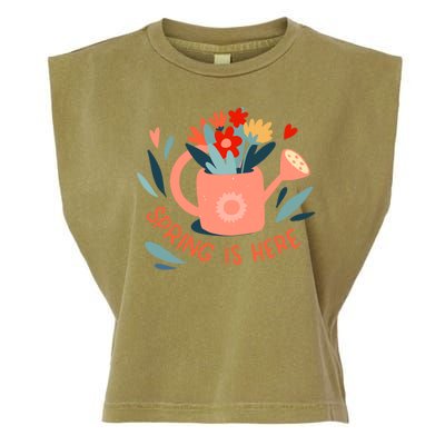 Spring Is Here Gardening Floral Garment-Dyed Women's Muscle Tee