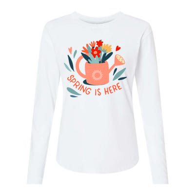 Spring Is Here Gardening Floral Womens Cotton Relaxed Long Sleeve T-Shirt