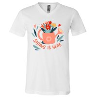 Spring Is Here Gardening Floral V-Neck T-Shirt