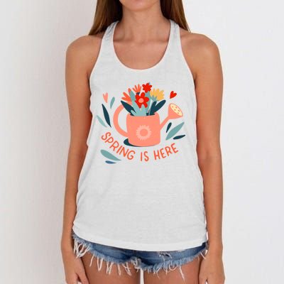 Spring Is Here Gardening Floral Women's Knotted Racerback Tank