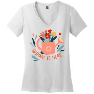 Spring Is Here Gardening Floral Women's V-Neck T-Shirt