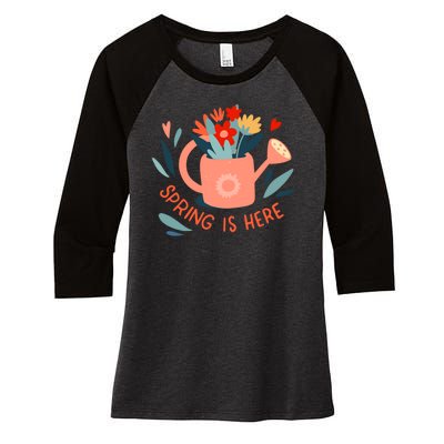 Spring Is Here Gardening Floral Women's Tri-Blend 3/4-Sleeve Raglan Shirt