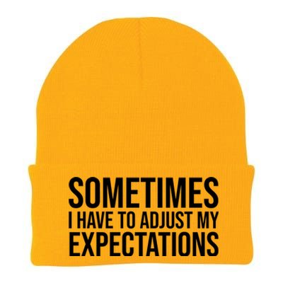 Sometimes I Have To Adjust My Expectations Funny Typography White Text Knit Cap Winter Beanie