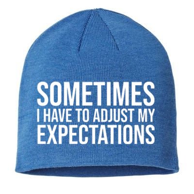 Sometimes I Have To Adjust My Expectations Funny Typography White Text Sustainable Beanie