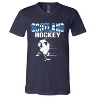 Scotland Ice Hockey Lovers Jersey Scottish Hockey Team Fans Premium V-Neck T-Shirt