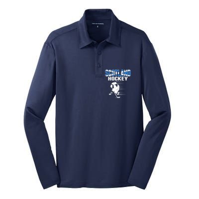 Scotland Ice Hockey Lovers Jersey Scottish Hockey Team Fans Premium Silk Touch Performance Long Sleeve Polo