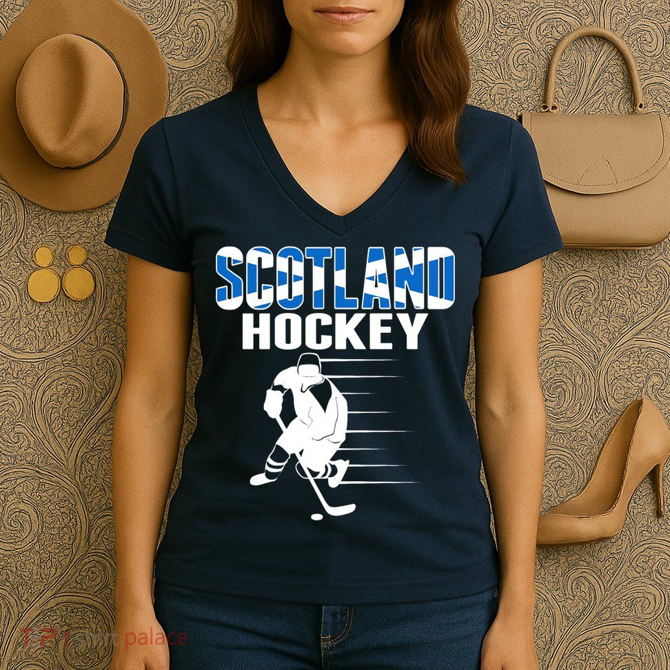 Scotland Ice Hockey Lovers Jersey Scottish Hockey Team Fans Premium Women's V-Neck T-Shirt
