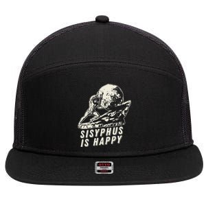 Sisyphus Is Happy Cool Sisyphus 7 Panel Mesh Trucker Snapback Hat