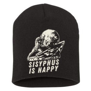 Sisyphus Is Happy Cool Sisyphus Short Acrylic Beanie