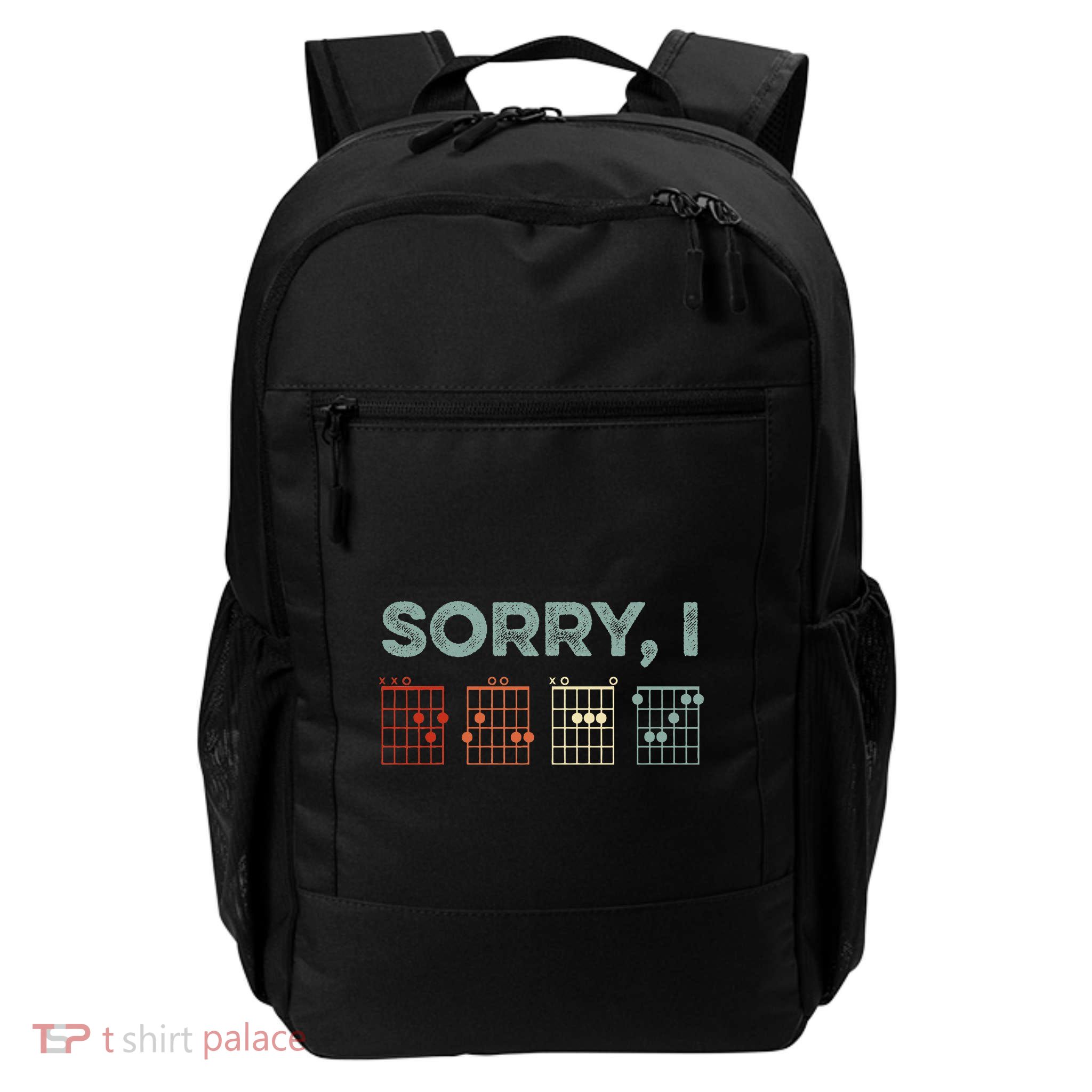 Sorry Idgaf Hidden Message Guitar Chords Music Note Daily Commute Backpack