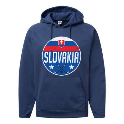 Slovakia Ice Hockey Flag Jersey Supporter Fan Gift Performance Fleece Hoodie