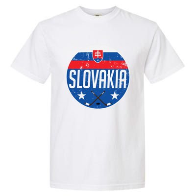 Slovakia Ice Hockey Flag Jersey Supporter Fan Gift Garment-Dyed Heavyweight T-Shirt