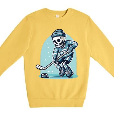 Skeleton Ice Hockey Premium Crewneck Sweatshirt