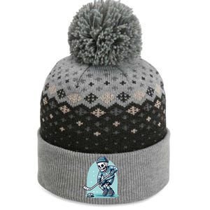 Skeleton Ice Hockey The Baniff Cuffed Pom Beanie