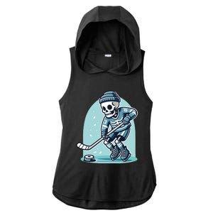 Skeleton Ice Hockey Ladies PosiCharge Tri-Blend Wicking Draft Hoodie Tank