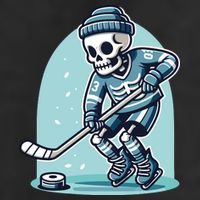 Skeleton Ice Hockey Garment-Dyed Heavyweight T-Shirt