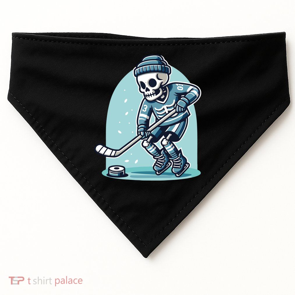 Skeleton Ice Hockey USA-Made Doggie Bandana