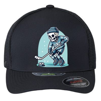 Skeleton Ice Hockey Flexfit Unipanel Trucker Cap