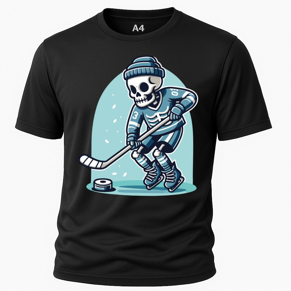 Skeleton Ice Hockey Cooling Performance Crew T-Shirt