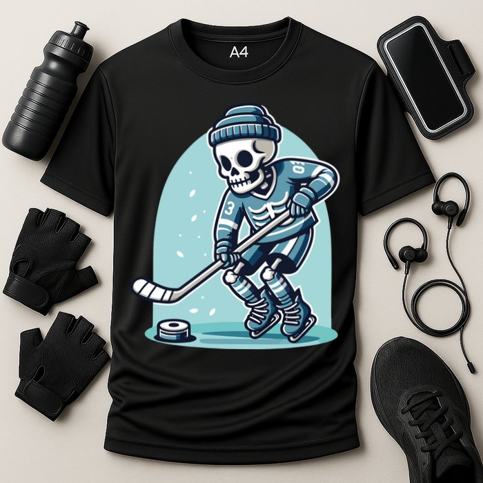 Skeleton Ice Hockey Cooling Performance Crew T-Shirt