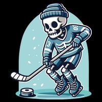 Skeleton Ice Hockey Cooling Performance Crew T-Shirt