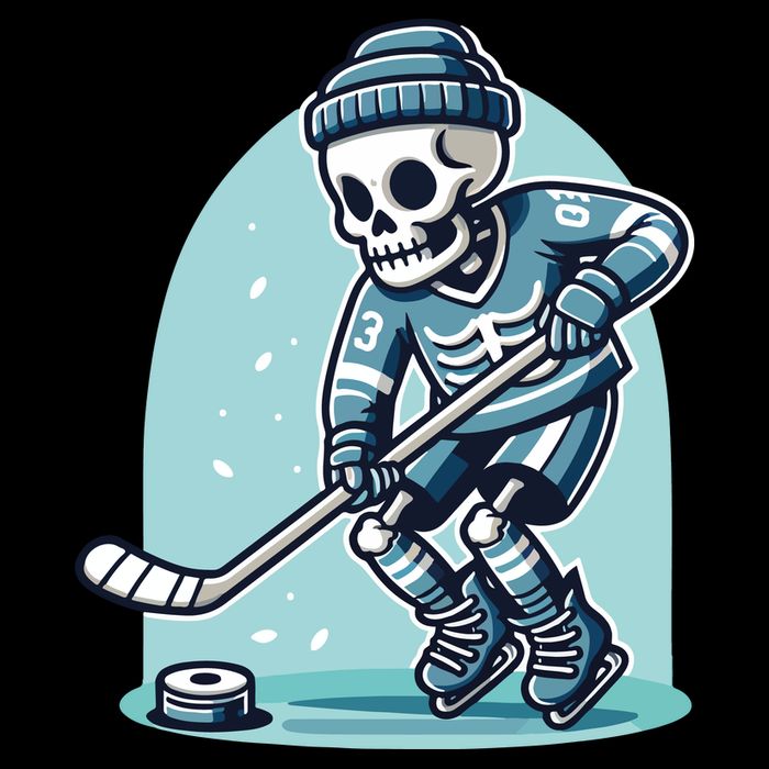 Skeleton Ice Hockey Cooling Performance Crew T-Shirt