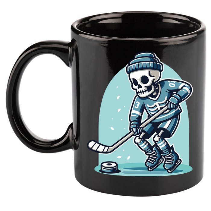 Skeleton Ice Hockey 11oz C Handle Ceramic Mug