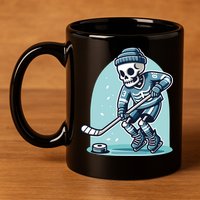 Skeleton Ice Hockey 11oz C Handle Ceramic Mug