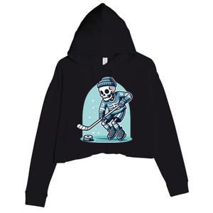 Skeleton Ice Hockey Crop Fleece Hoodie