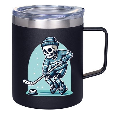 Skeleton Ice Hockey 12oz Stainless Steel Coffee Mug