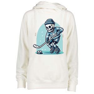 Skeleton Ice Hockey Womens Funnel Neck Pullover Hood