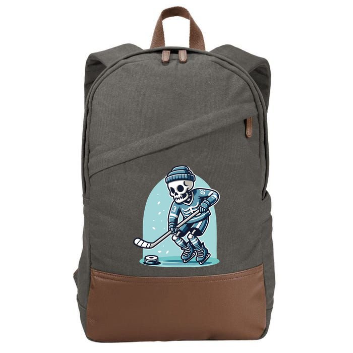 Skeleton Ice Hockey Cotton Canvas Backpack