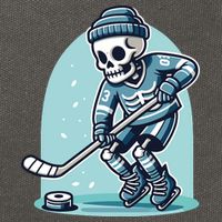 Skeleton Ice Hockey Cotton Canvas Backpack