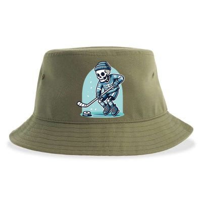 Skeleton Ice Hockey Sustainable Bucket Hat