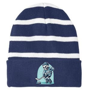 Skeleton Ice Hockey Striped Beanie with Solid Band