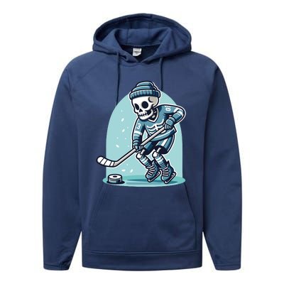 Skeleton Ice Hockey Performance Fleece Hoodie