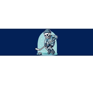 Skeleton Ice Hockey Bumper Sticker