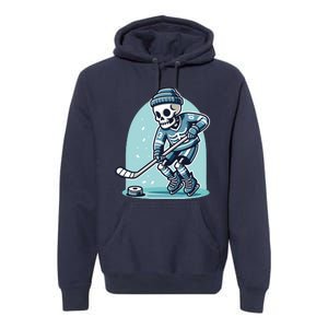 Skeleton Ice Hockey Premium Hoodie