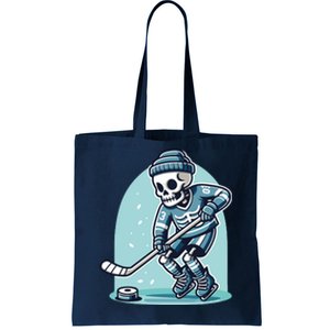 Skeleton Ice Hockey Tote Bag