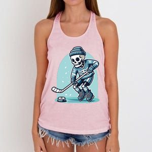 Skeleton Ice Hockey Women's Knotted Racerback Tank