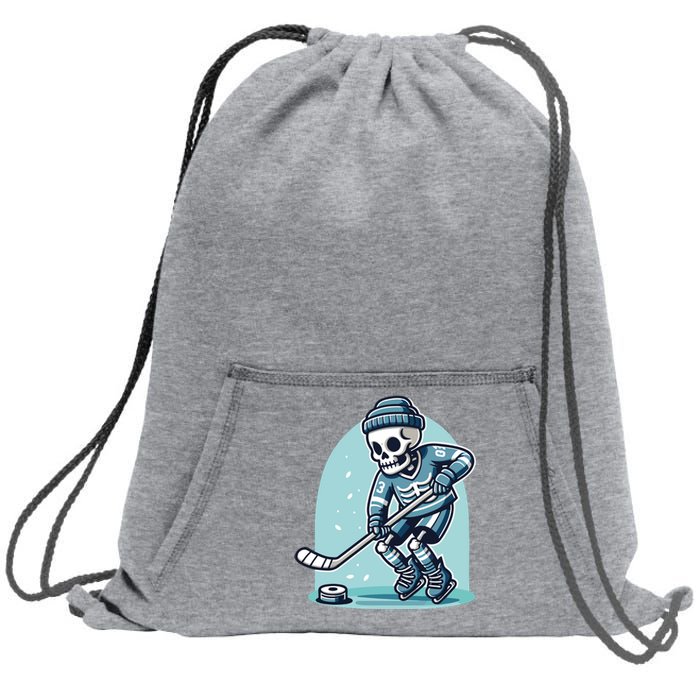 Skeleton Ice Hockey Sweatshirt Cinch Pack Bag