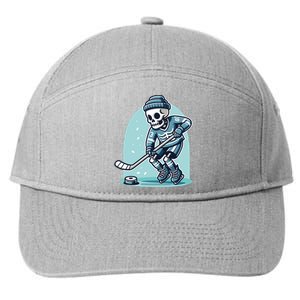 Skeleton Ice Hockey 7-Panel Snapback Hat