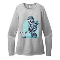 Skeleton Ice Hockey Womens CVC Long Sleeve Shirt