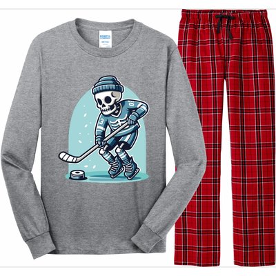 Skeleton Ice Hockey Long Sleeve Pajama Set