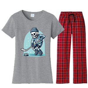 Skeleton Ice Hockey Women's Flannel Pajama Set