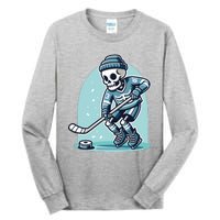 Skeleton Ice Hockey Tall Long Sleeve T-Shirt