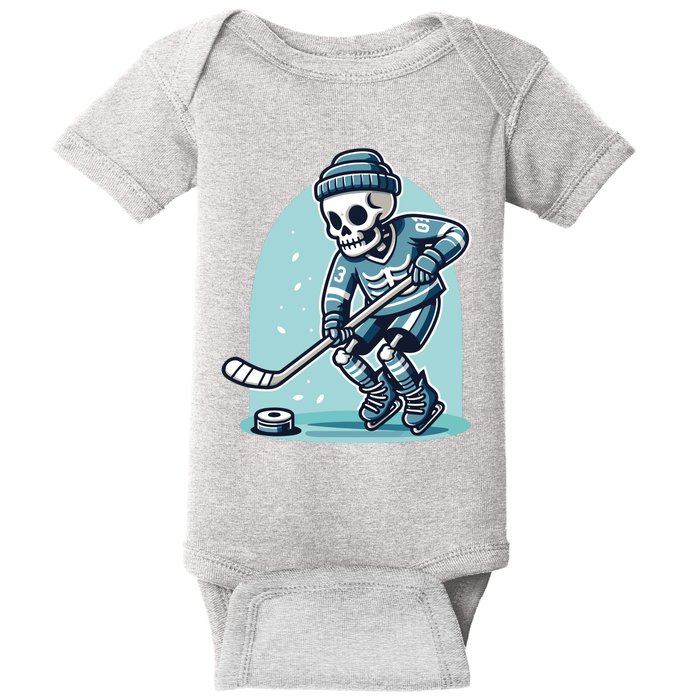 Skeleton Ice Hockey Baby Bodysuit