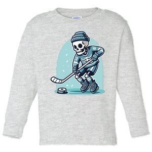 Skeleton Ice Hockey Toddler Long Sleeve Shirt