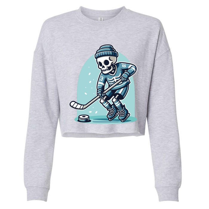 Skeleton Ice Hockey Cropped Pullover Crew